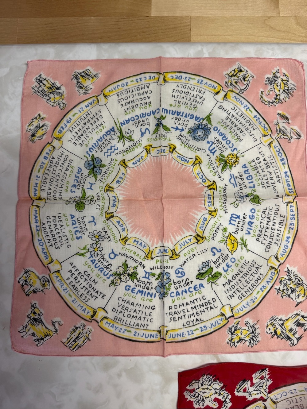 Vintage Burmel Zodiac Handkerchief Hanky